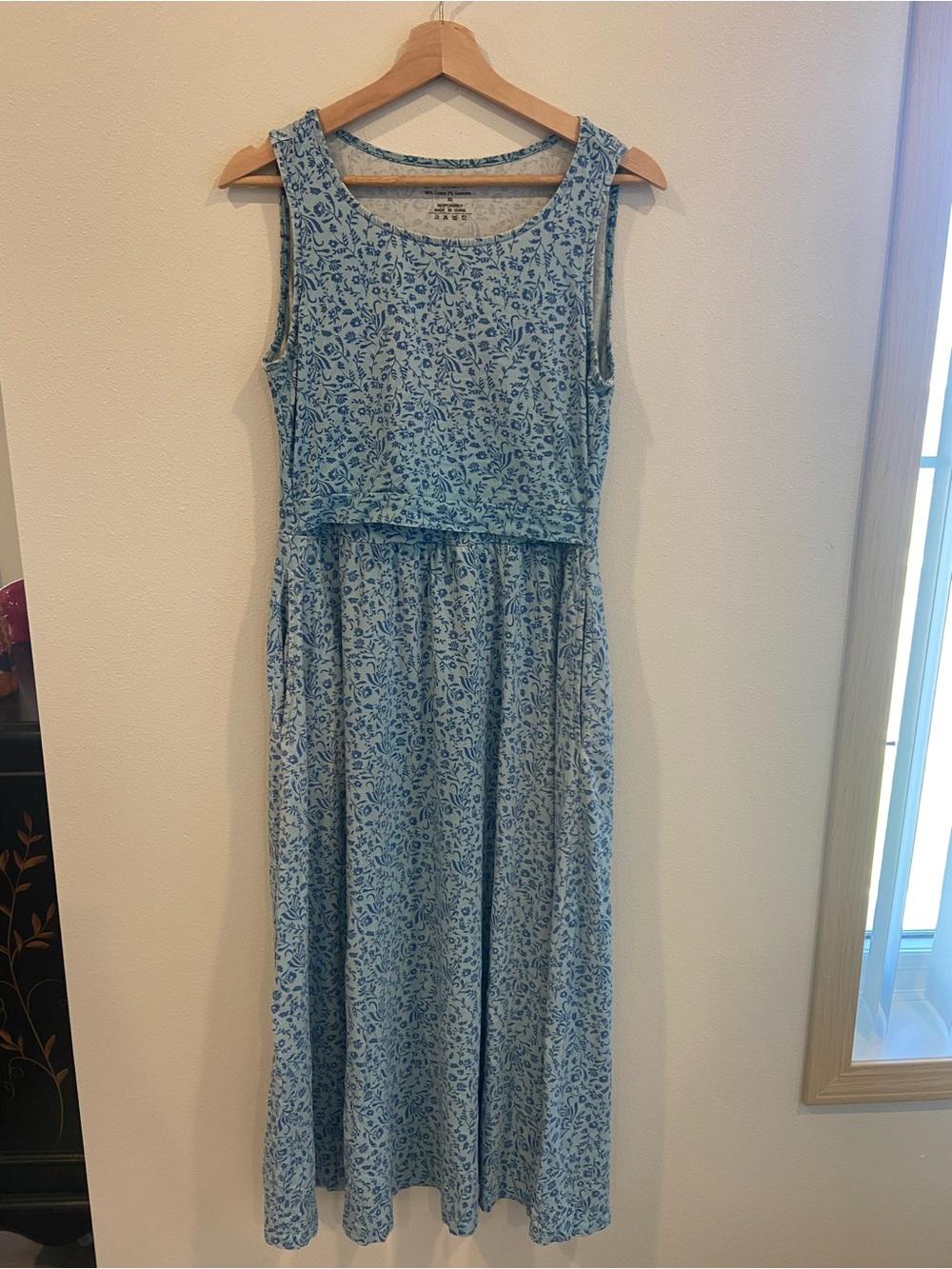 SCD Scripted Azure Homesteader Dress and zaful sweater